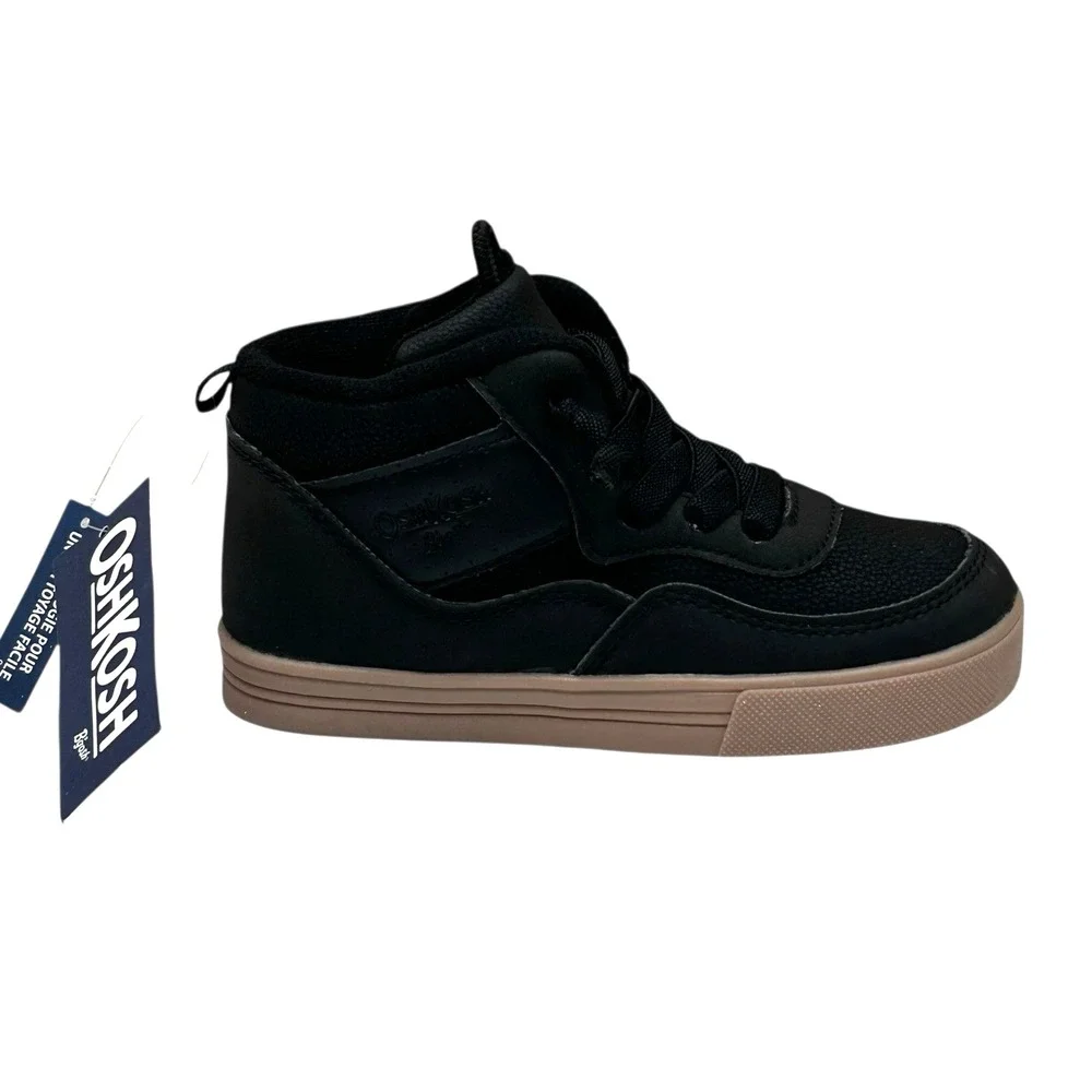 OshKosh‎ B'gosh Munir Toddler Boys Slip-on High Top Sneakers Size 10 Black-Tan